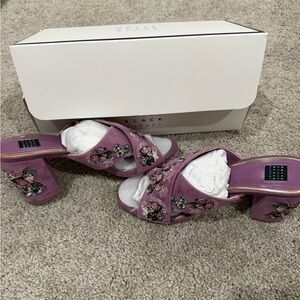 White House Black Market Purple Floral Heels